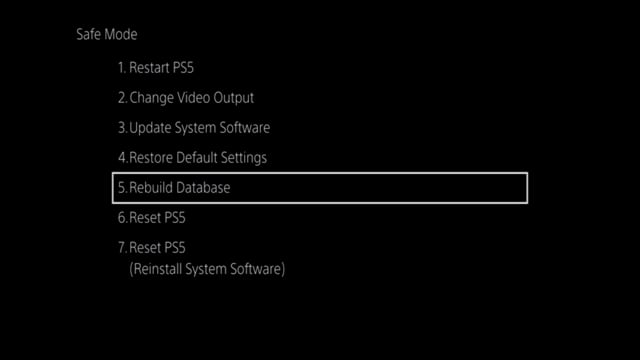 How to repair the Database on a PlayStation 5 from Safe Mode