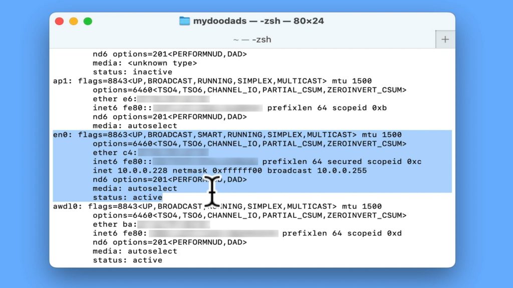 ifconfig on Mac