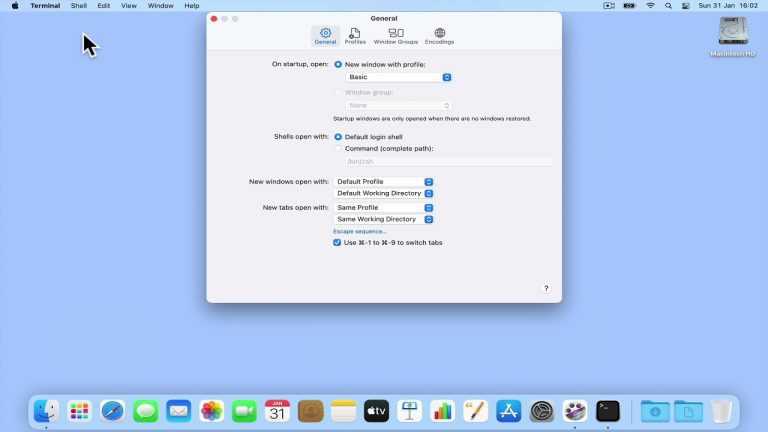 How to change how the macOS terminal window Exits