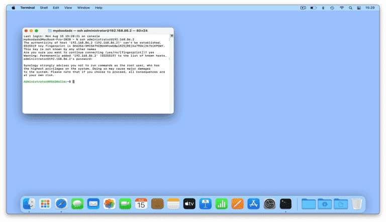 How to enable SSH on a Synology NAS and access it from a macOS Terminal