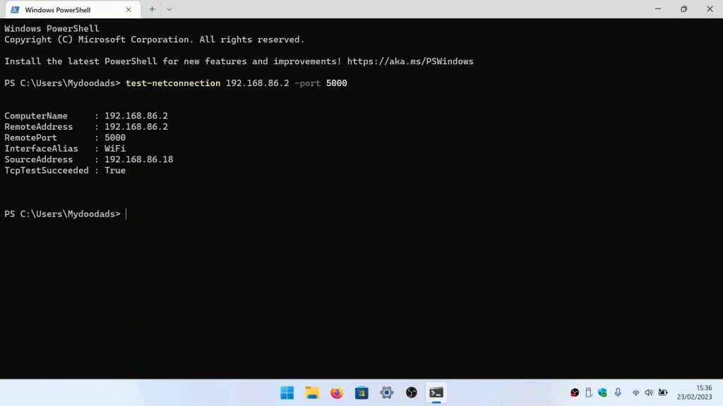 windows firewall test command