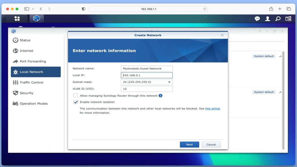 synology router isolated network