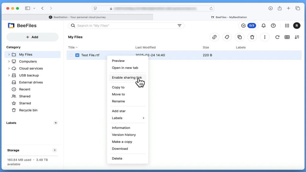 BeeStation Sharing link on Windows