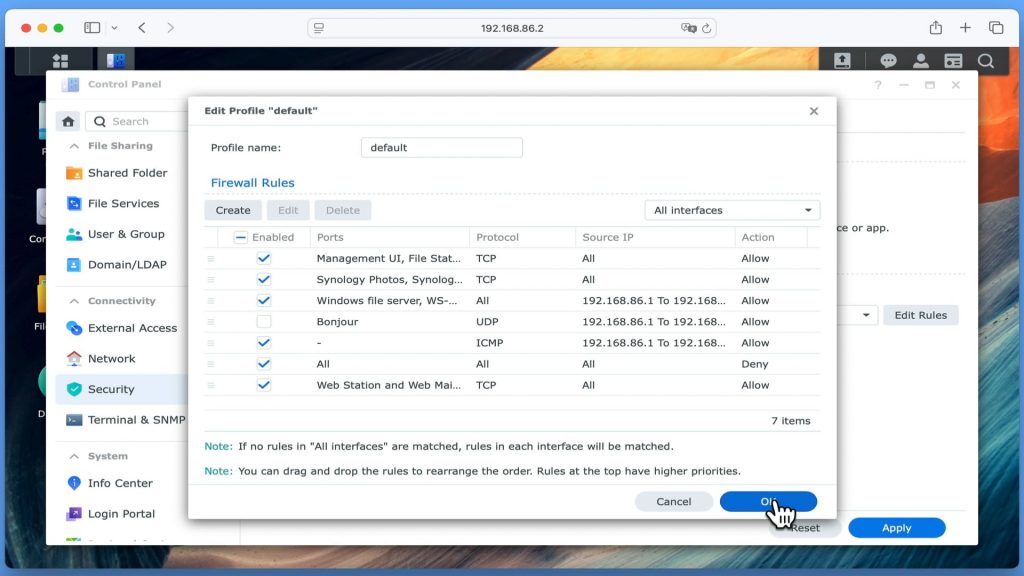 Synology NAS firewall