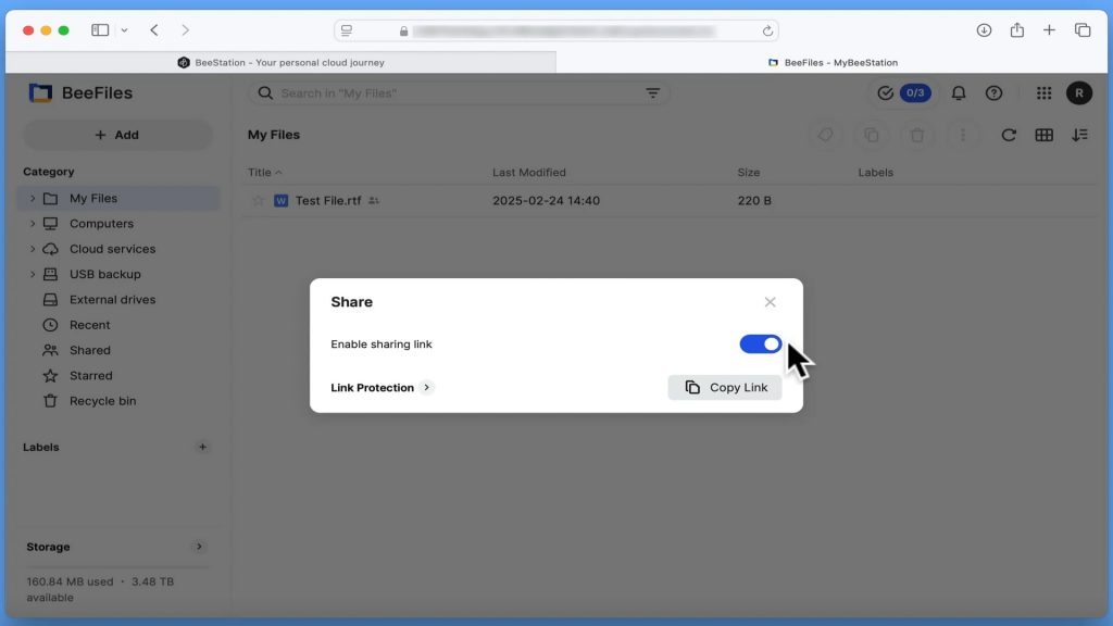 beestation sharing links with macOS