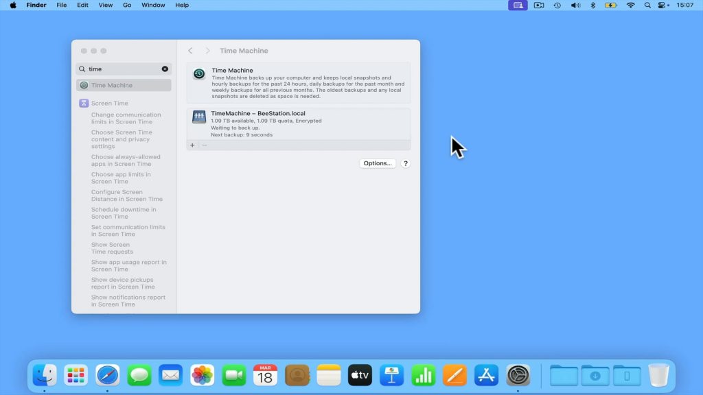 Beestation Time Machine backup