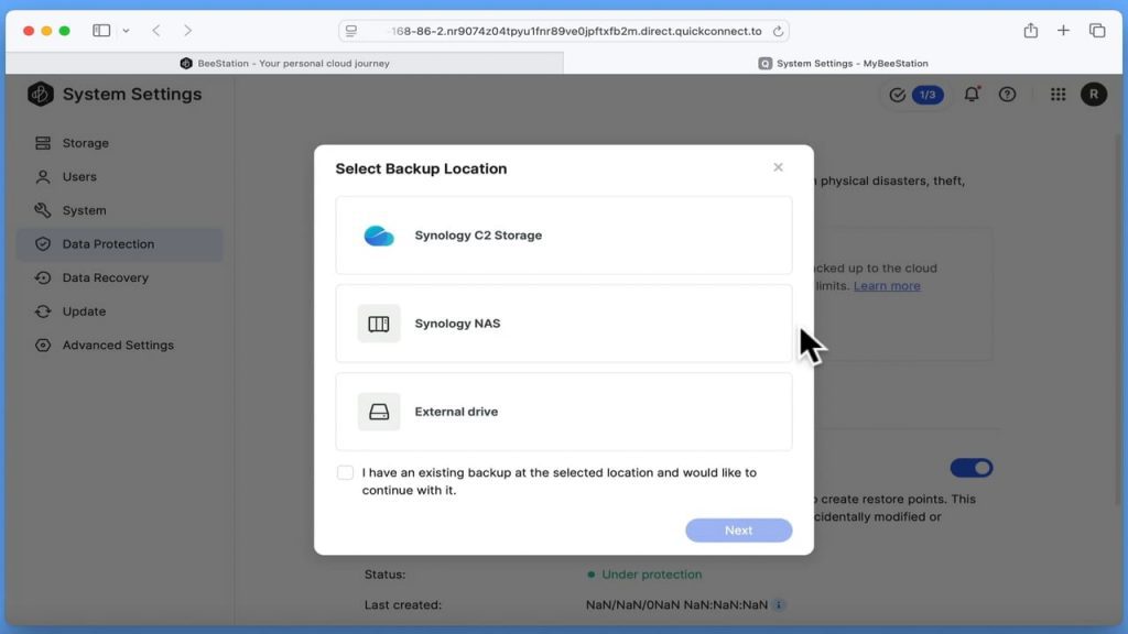 beestation backup and restore